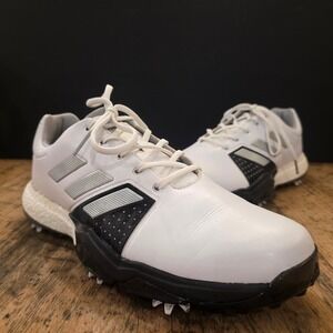 ADIDAS adipower Boost‎ 3 Golf Shoes Men's 11 White Black Leather Spiked Comfort